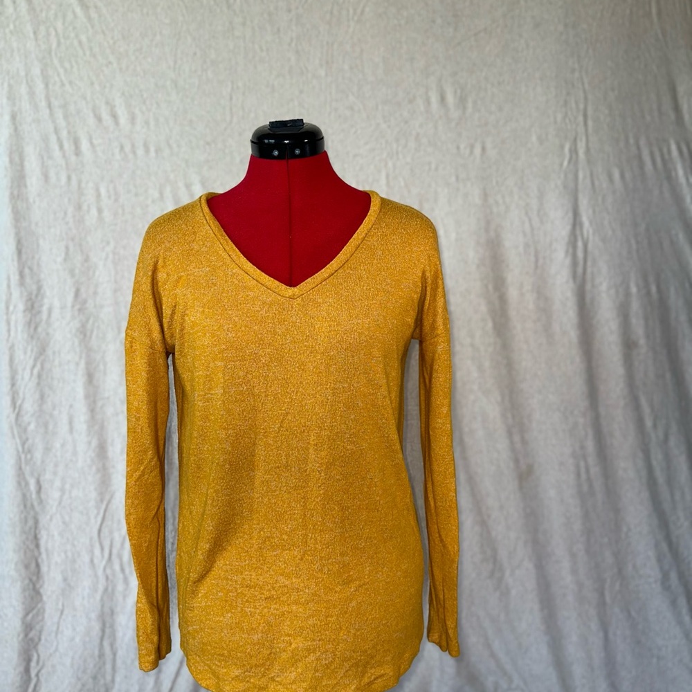 Yellow V-Neck Long Sleeve Top